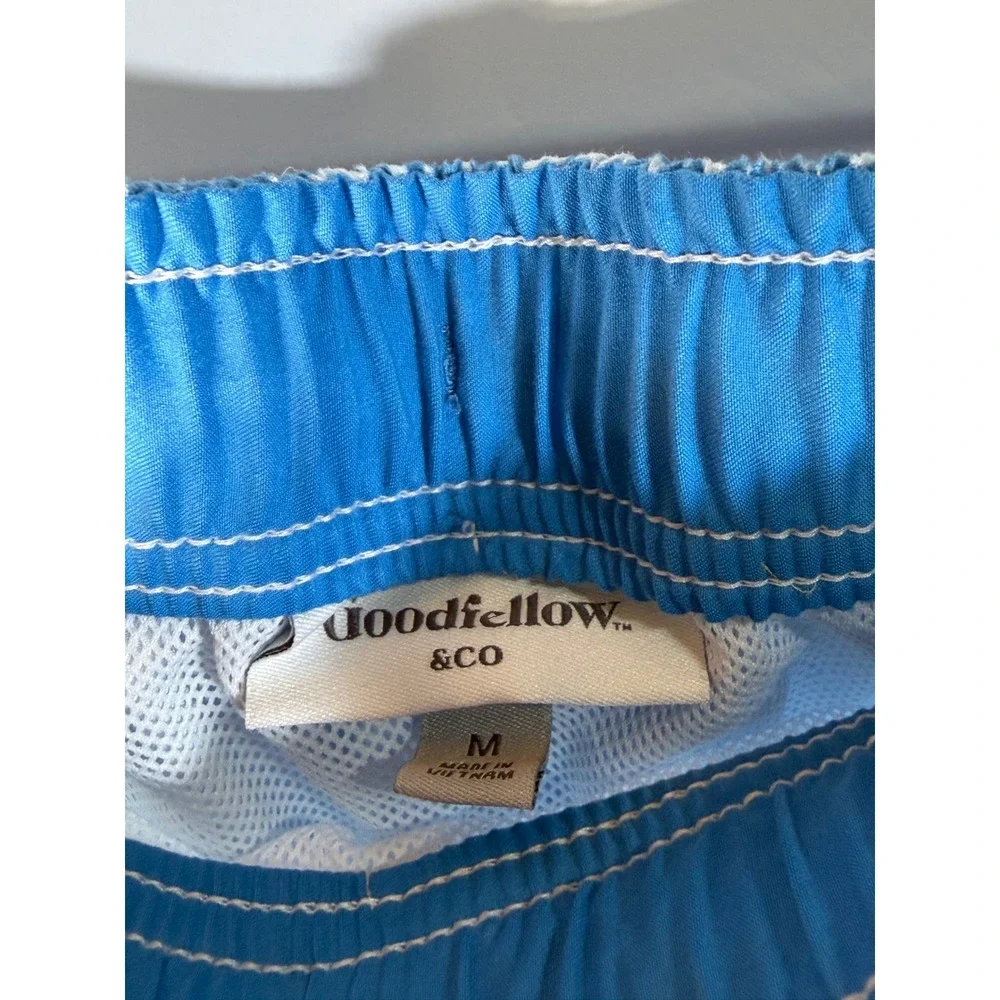 Goodfellow & Co Mens Blue White Tropical Floral Palm Leaf Swim Trunks Size M